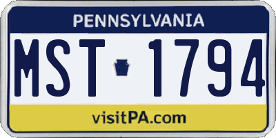 PA license plate MST1794