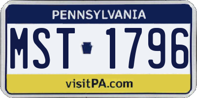 PA license plate MST1796