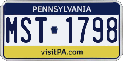 PA license plate MST1798