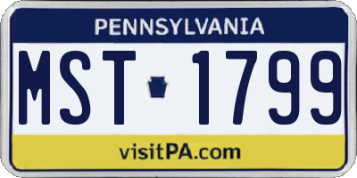 PA license plate MST1799