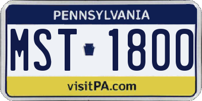 PA license plate MST1800