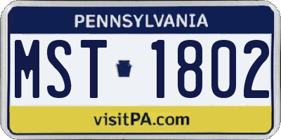 PA license plate MST1802