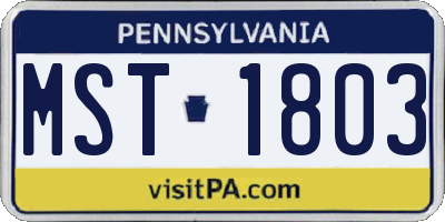 PA license plate MST1803