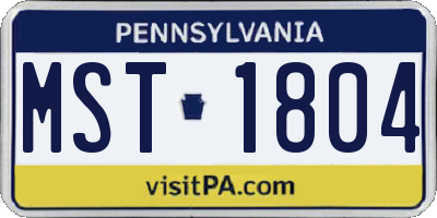 PA license plate MST1804