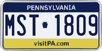 PA license plate MST1809