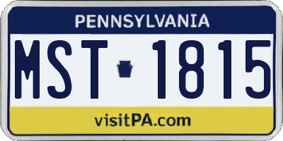 PA license plate MST1815