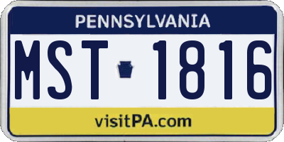 PA license plate MST1816