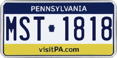 PA license plate MST1818