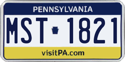 PA license plate MST1821