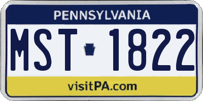 PA license plate MST1822