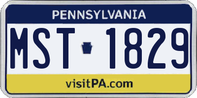 PA license plate MST1829