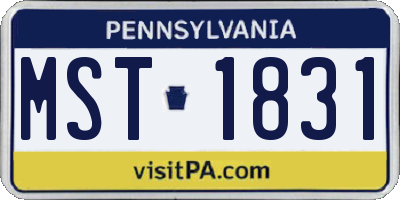 PA license plate MST1831
