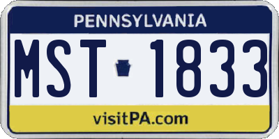PA license plate MST1833