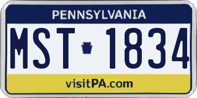 PA license plate MST1834