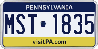 PA license plate MST1835