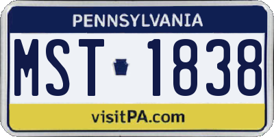 PA license plate MST1838