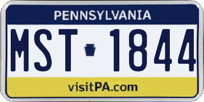 PA license plate MST1844