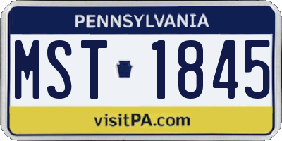 PA license plate MST1845