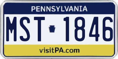 PA license plate MST1846