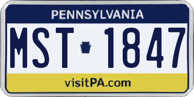 PA license plate MST1847