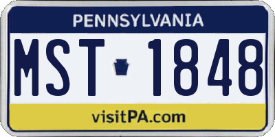 PA license plate MST1848