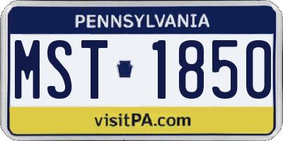PA license plate MST1850