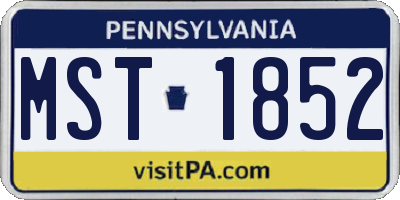 PA license plate MST1852
