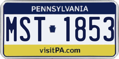 PA license plate MST1853