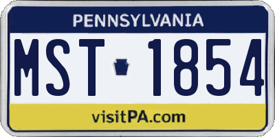 PA license plate MST1854