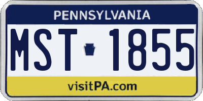 PA license plate MST1855