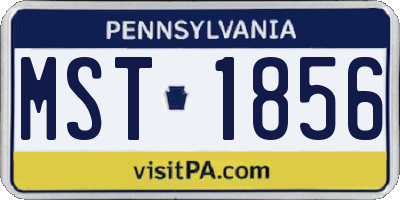PA license plate MST1856