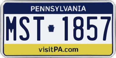 PA license plate MST1857