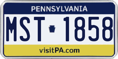 PA license plate MST1858