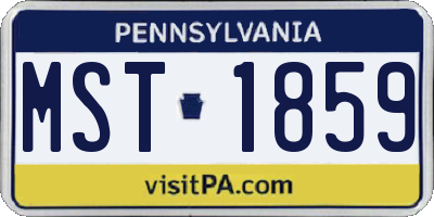 PA license plate MST1859