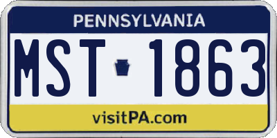 PA license plate MST1863
