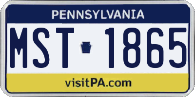 PA license plate MST1865