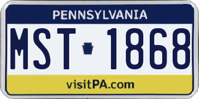 PA license plate MST1868