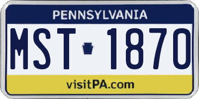 PA license plate MST1870