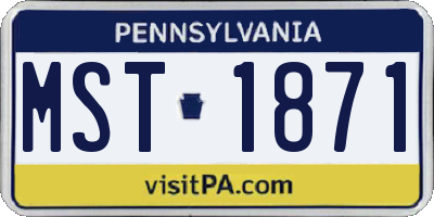 PA license plate MST1871
