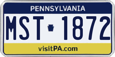PA license plate MST1872