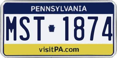 PA license plate MST1874