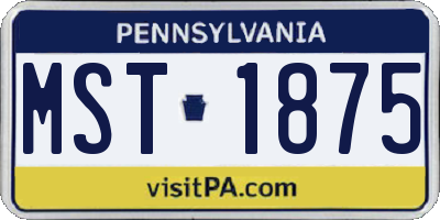 PA license plate MST1875