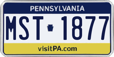 PA license plate MST1877