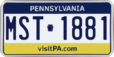 PA license plate MST1881