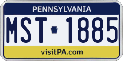 PA license plate MST1885