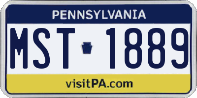 PA license plate MST1889
