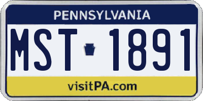 PA license plate MST1891