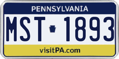 PA license plate MST1893