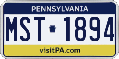 PA license plate MST1894