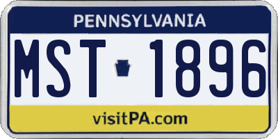 PA license plate MST1896